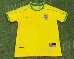 Retro Version 1998 Brazil Home Yellow Thailand Soccer Jersey AAA-503