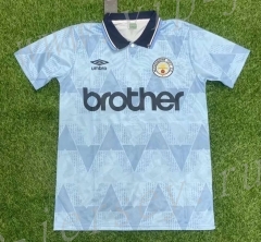 Retro Version 1989 Manchester City Home Blue Thailand Soccer Jersey AAA-407