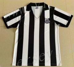 Retro Version 1956 Santos FC Home Black&White Strip Thailand Soccer Jersey AAA-AY