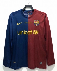 UEFA Champions League Retro Version 08-09 Barcelona Home Red&Blue LS Thailand Soccer Jersey AAA-811