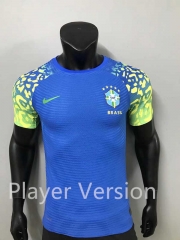 Player Version 2022-2023 Brazil Away Blue Thailand Soccer Jersey AAA-888