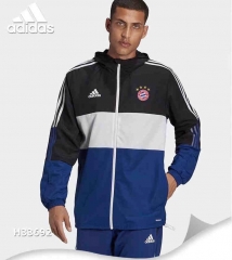 2022-2023 Bayern München Black&White&Blue Trench Coats With Hat-8268