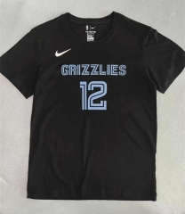 Memphis Grizzlies Black #12(Blue) NBA Cotton T-shirt-LH