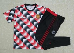 2022-2023 Manchester United Black&Red Short-sleeve Thailand Soccer Tracksuit-815