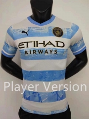 Player Version 2022-2023 Commemorative Edition Manchester City Blue&White Thailand Soccer Jersey AAA