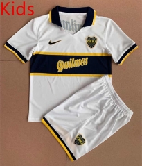 Retro Version 96-97 Boca Juniors Away White Youth-Kid Soccer Uniform-AY