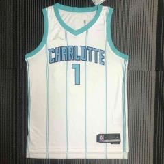 75th Anniversary Charlotte Hornets White #1 NBA Jersey-311