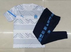 2022-2023 Olympique de Marseille White Short-sleeved Thailand Soccer Tracksuit-815