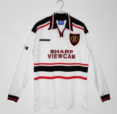 Retro Version 98-99 Manchester United Away White LS Thailand Soccer Jersey AAA-C1046