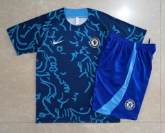2022-2023 Chelsea Camouflage Blue Short-sleeved Thailand Soccer Tracksuit-815