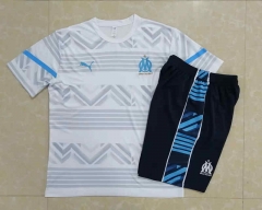 2022-2023 Olympique de Marseille White Short-sleeved Thailand Soccer Tracksuit-815