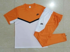 2022-2023 Nike White&Orange Short-Sleeved Thailand Soccer Tracksuit-815