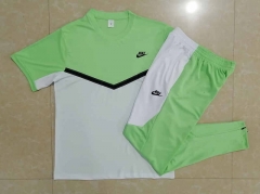 2022-2023 Nike White&Green Short-Sleeved Thailand Soccer Tracksuit-815