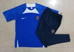 2022-2023 Paris SG Camouflage Blue Short-sleeved Thailand Soccer Tracksuit-815