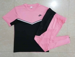 2022-2023 Nike Black&Pink Short-Sleeved Thailand Soccer Tracksuit-815