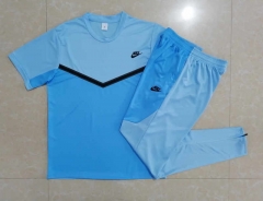 2022-2023 Nike Blue Short-Sleeved Thailand Soccer Tracksuit-815