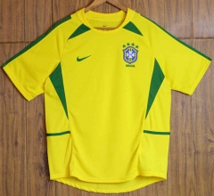 Retro Version 2002 Brazil Home Yellow Thailand Soccer Jersey AAA-SL