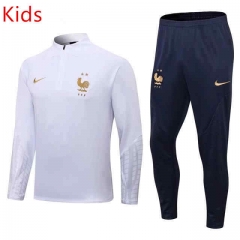 2022-2023 France White Kids/Youth Soccer Tracksuit-411