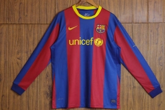 Retro Version 10-11 Barcelona Home Red&Blue LS Thailand Soccer Jersey AAA-SL