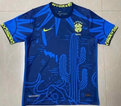 2022-2023 Brazil Blue Thailand Training Soccer Jersey-0871