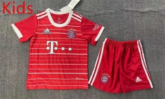2022-2023 Bayern München Home Red Kids/Youth Soccer Uniform-1506