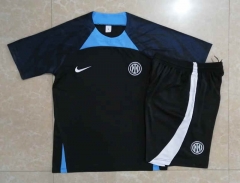 2022-2023 Inter Milan Black Short-sleeved Thailand Soccer Tracksuit-815