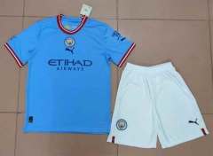 2022-2023 Manchester City Home Blue Soccer Uniform-718