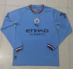 2022-2023 Manchester City Home Blue LS Thailand Soccer Jersey AAA-818