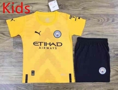 2022-2023 Manchester City Yellow Kid/Youth Soccer Uniform-709