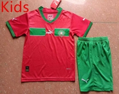 2022-2023 Morocco Home Red Kids/Youth Soccer Uniform-507