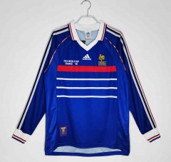 Retro Version 1998 France Home Blue LS Thailand Soccer Jersey AAA-C1046