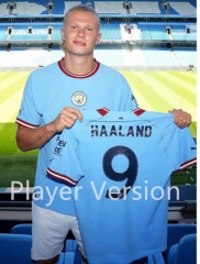 Player Version 2022-2023 Manchester City #9 HAALAND Light Blue Thailand Soccer Jersey AAA