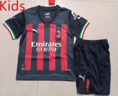 2022-2023 AC Milan Home Red&Black Kids/Youth Soccer Uniform-507