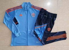 2022-2023 Manchester United Light Blue Thailand Soccer Jacket Uniform-815