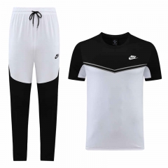2022-2023 Nike White&Black Short-Sleeved Thailand Soccer Tracksuit-LH