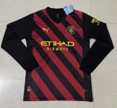 2022-2023 Manchester City Away Red&Black LS Thailand Soccer Jersey AAA-818