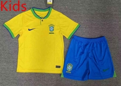 2022-2023 World Cup Brazil Home Yellow Kid/Youth Soccer Uniform-2353