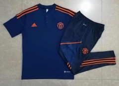 2022-2023 Manchester United Camouflage Blue Thailand Polo Uniform-815