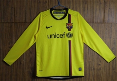 Retro Version 08-09 Barcelona Away Yellow LS Thailand Soccer Jersey AAA-SL