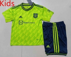 2022-2023 Manchester United 2nd Away Fluorescent Green Kids/Youth Soccer Uniform