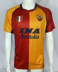 Retro Version 01-02 Roma Home Red&Yellow Thailand Soccer Jersey AAA-503
