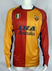 Retro Version 01-02 Roma Home Red&Yellow LS Thailand Soccer Jersey AAA-503