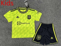 2022-2023 Manchester United 2nd Away Fluorescent Green Kids/Youth Soccer Uniform-GB