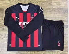 2022-2023 AC Milan Home Red&Black LS Soccer Uniform-709
