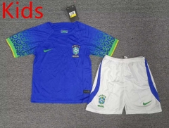 2022-2023 Correct Version Brazil Away Blue Kid/Youth Soccer Uniform-2353