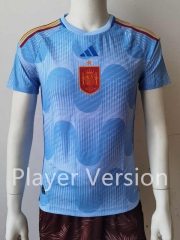 Player Version 2022-2023 World Cup Spain Away Blue Thailand Soccer Jersey AAA-807