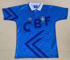 Retro Version 1992 Brazil Away BlueThailand Soccer Jersey AAA-9171