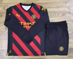 2022-2023 Manchester City Away Red&Black LS Soccer Uniform-709