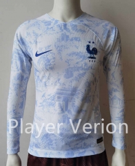 Player Version 2022-2023 France Away White LS Thailand Soccer Jersey AAA-807