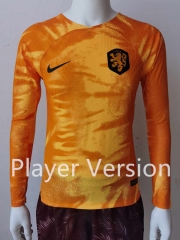 Player Version 2022-2023 Netherlands Home Orange LS Thailand Soccer Jersey AAA-807